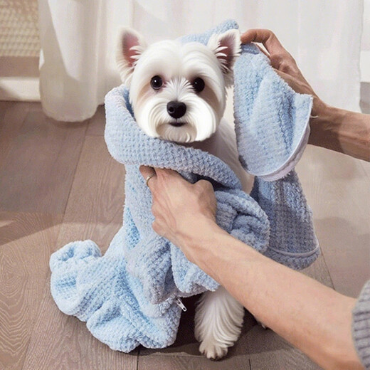 Hippidog Pet Bath Towel Dog Wearable Towel Extra Large Super Absorbent Thickened Quick Drying Bath Towel for Small Dogs and Puppies Bondi Blue 1 Piece 3XL - Chest 96cm Back Length 82cm Height 72cm