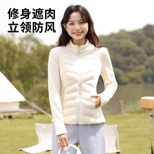 Baleno (Baleno) lightweight ribbed cotton jacket for women 2025 autumn and winter new style polar fleece slim-fitting inner stand-up collar stitching plus velvet liner jacket