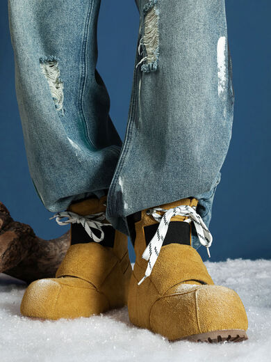 Snow boots 2025 winter thick-soled versatile Martin boots for men and women couples shoes thickened cold-proof and warm ski boots yellow 36 36