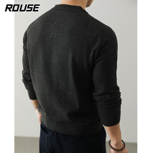 Lords Sweater Men's American Henley Collar Wool Sweater Men's Autumn and Winter Retro Round Neck Button Casual Warm Sweater Men Carbon Gray XL Recommended 130-145Jin Jin equals 0.5kg