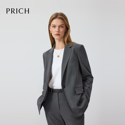 PRICH Zero Dye Simple High-Smart Workplace Shoulder Waist Suit 2025 Winter New Commuting Jacket New Year 15 Gray Suit M 165