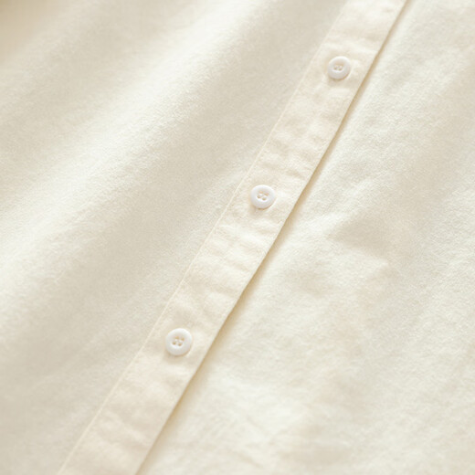 Yun Qiurong women's shirt cotton long-sleeved autumn and winter thick brushed versatile 2025 autumn new shirt pure cotton top fashionable off-white M 115-135Jin Jin equals 0.5 kg