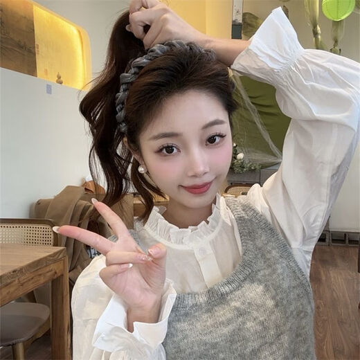 Garenbei small fragrant style mesh hair hoop for girls, non-slip, toothed, high top, versatile pressure hair ring, hairpin, headband, hair accessory for women, small fragrant style hair hoop, black 1 piece