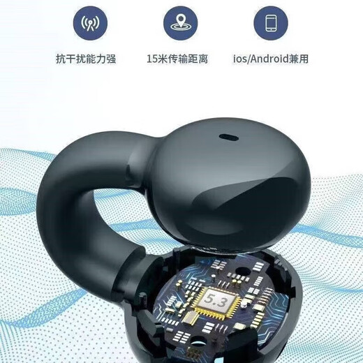 Clip-on car 2025 Bluetooth headset wireless ear clip sports noise reduction high-quality sports headphones 054 black single ear-high configuration cloud sense wearing
