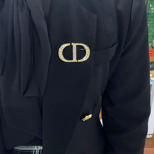 SNQPCD brooch letter brass diamond brooch simple temperament 2025 new fashion corsage sweater style coat suit pin CD diamond brooch
