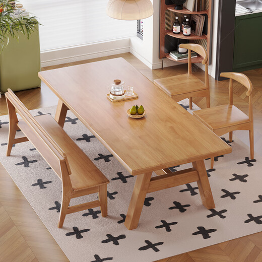 Huixun solid wood large board desk and dining table integrated into the living room work table home desk leisure area multi-person study table walnut color #big board table 140cm*80cm*75cm