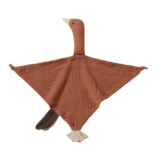 Jingmengyuan crumpled cloth comfort napkin baby can bite the doll sleep baby to sleep pure cotton gauze little swan hand puppet green cherry (goose) 1 pack
