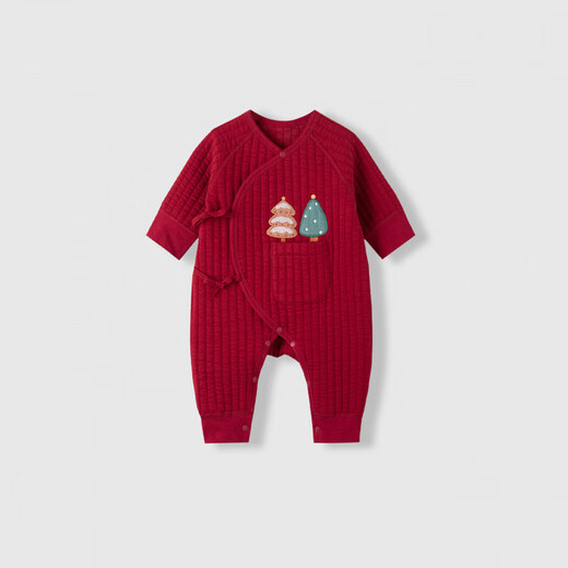 Kordear newborn quilted jumpsuit autumn and winter newborn baby New Year's greetings full moon baby clothes Christmas tree one jumpsuit 52cm height 46-52cm weight 5-8Jin Jin is equal to 0.5 kg