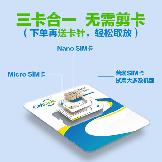 Global multi-region traffic card CMLink4G5G140 multi-country universal SIM card 1 day 500MB-high speed + low speed unlimited