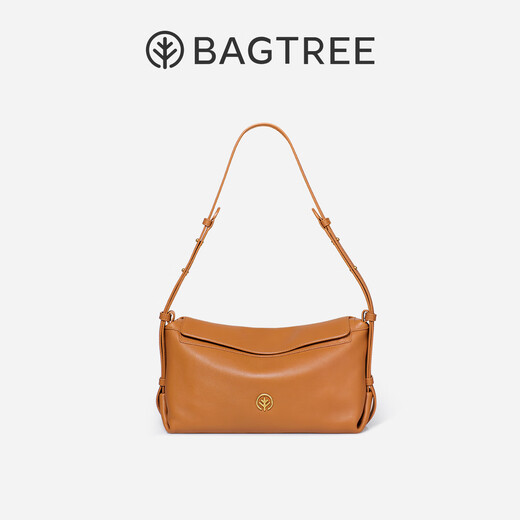 BAGTREE star's same style bag tree milk box bag new armpit vegetable tanned leather shoulder crossbody commuter pillow hobo women's bag medium size - caramel color high-end niche