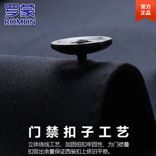 ROMON Haute Couture Half Linen Lined Wool Suit Suit Men's Navy Blue Business Casual Suit Double Slit Formal Navy/Half Linen Lining/Top+Trousers 44 Please note the size of the top/trousers