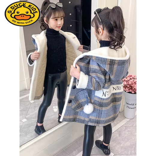 G.Duckkids Girls 'Girls' Jult 'Winter 2024 Новое утолщенное детское модное содержание хлопкового пальто средней длины средней длины.
