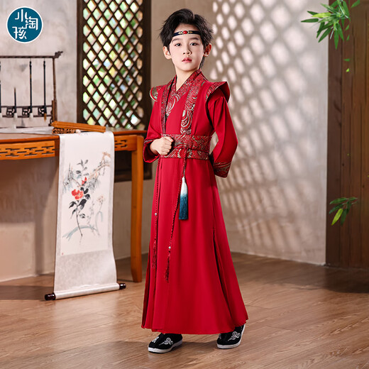 Little Taobao Tang suit boys Chinese style ancient style children Hanfu ancient costume Chinese school boys Mid-Autumn Festival costumes SMD05 red 130