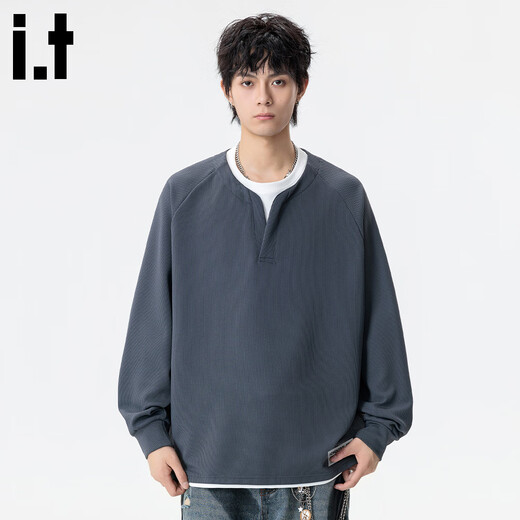 CHOCOOLATE it2025 Autumn Henry Collar Sweatshirt Men's Loose Casual Pullover Black M Recommended 110Jin Jin is equal to 0.5kg -125Jin Jin is equal to 0.5kg