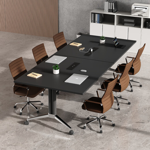 迈亚家具折叠会议桌可移动长条桌移动拼接折叠桌多功能大书桌培训桌包送装 1.6*0.8米 商务黑【无插排】包安装