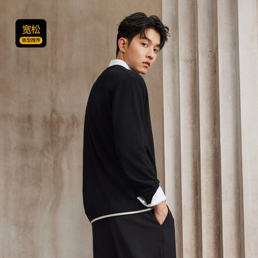 Carbine 100% combed cotton sweater men's three-dimensional embroidered Henry collar design casual winter long-sleeved sweater