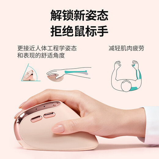 B.O.W航世MD280L mini Ai智能语音三模人体工学无线有线蓝牙垂直便携鼠标女生办公立式充电无线鼠标 影黑色丨AI人体工学三模鼠标丨充电版