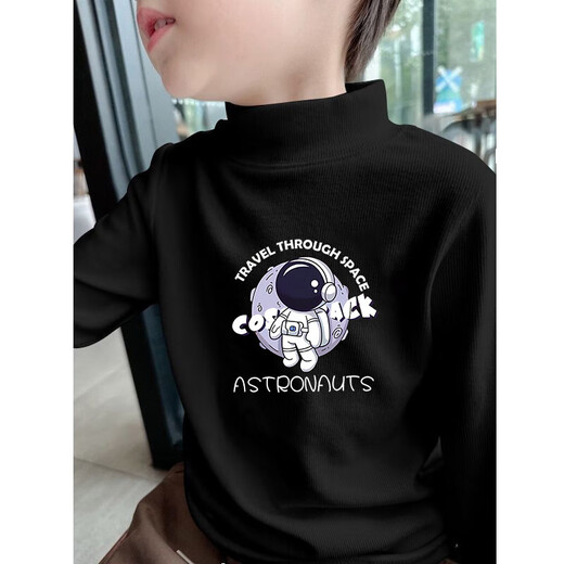 Boys' base layer shirt autumn and winter 2025 new children's warm double-sided German velvet long-sleeved T-shirt winter brushed top, apricot Y2439 150