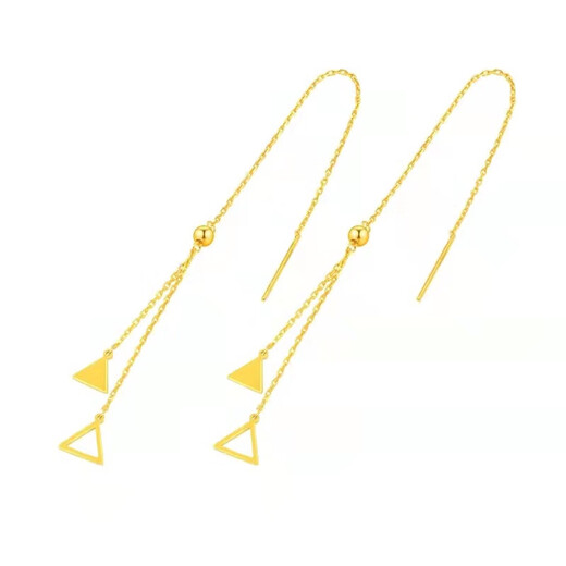 Xingu 18K gold hollow geometric long ear wire temperament gold triangle 999 tassel earrings imitation foot gold earrings for women rhombus ear wire