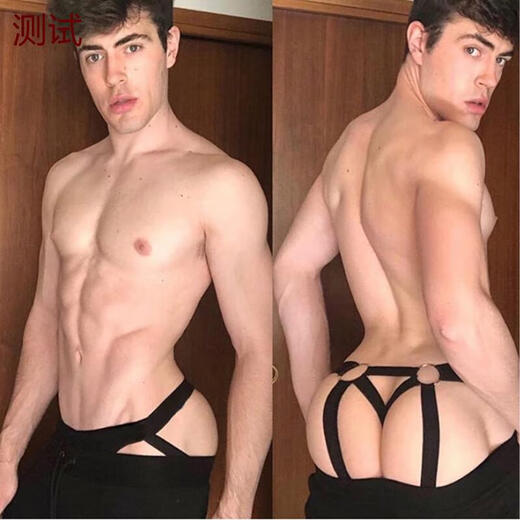 Gay double underwear men's sexy men's sexy underwear thong men's temptation show 100-120Jin Jin is equal to 0.5kg 113 black