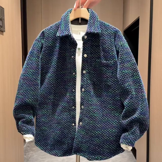 Kuraishi Kazuki small fragrant lapel woven plaid jacket men's autumn and winter Korean style loose casual tuxedo shirt jacket trendy men red XL 150-170Jin Jin is equal to 0.5 kg