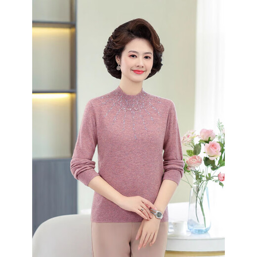 Ordos city specialty women's cashmere sweater autumn and winter new mother's sweater women's cashmere sweater with warm sweater camel 4XL 160-175Jin Jin equals 0.5 kg