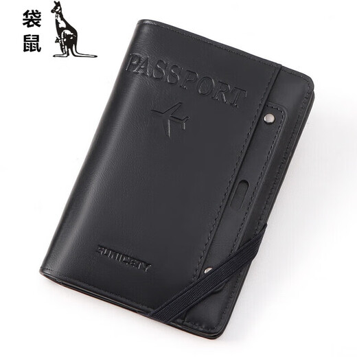 Canguro (CANGURO) cepillo antirrobo almacenamiento multifuncional titular de la tarjeta de vacuna ID bolsa de pasaporte pasaporte de viaje al extranjero funda para pasaporte S3121 negro