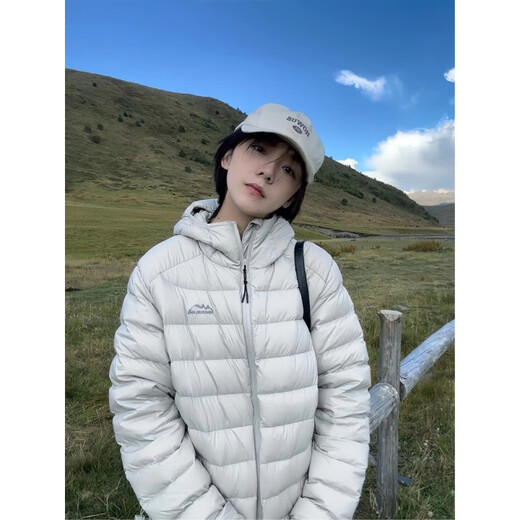 Yunxing Down Jacket Women's 2026 New Spare Ribs Short Style Lightweight Winter Thickened White Duck Down Casual Sports Hooded Jacket Gray S 80-115Jin Jin is equal to 0.5 kg