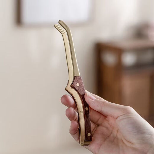 Meikejie pure brass tea clip, cup clip, tea tweezers, tea set accessories, copper tea making tools, cup washing tea clip, thickened non-slip tea clip, plain short clip