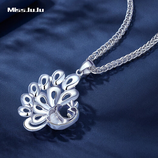 Miss JuJu pt950 platinum peacock pendant women's platinum peacock open-tail necklace fashion pendant single pendant 7.1-7.3g + delivery silver chain