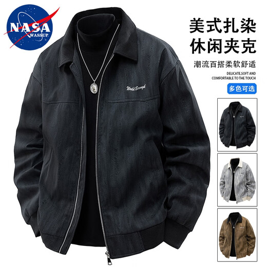 Nasawassup American tie-dye jacket men's autumn and winter trendy casual loose lapel large size workwear plus velvet top black 6XL recommended 230-250Jin Jin equals 0.5 kg