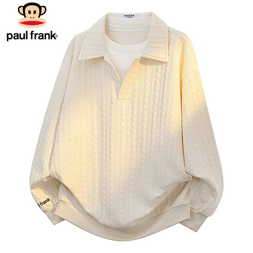 Paul Frank sweatshirt men's spring and autumn American POLO shirt men's casual long-sleeved T-shirt top jacket men's apricot XL