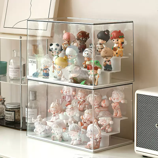 Yusenyi Blind Box Storage Display Rack Acrylic Transparent Box Lego Doll Ornament Display Box Mart Figure Bubble Cabinet Pearl White Single Row Model (Can Store 46 Cubs)
