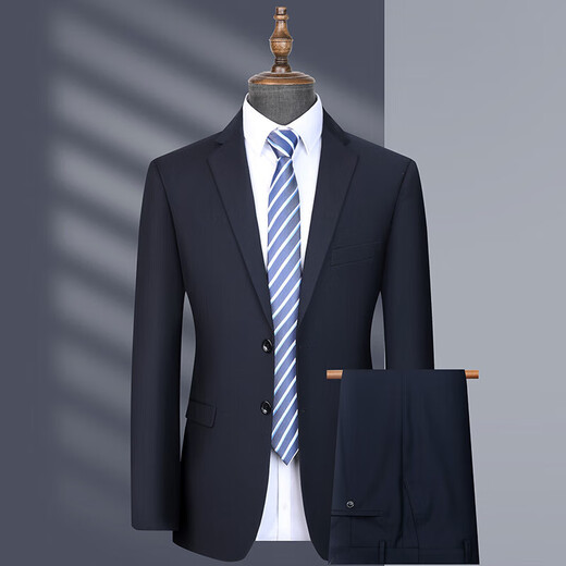 Suit Suit Men's Business Formal Wear Professional Work Wear Suit Male Groomsman Groom Wedding Dress Black 56 (195)