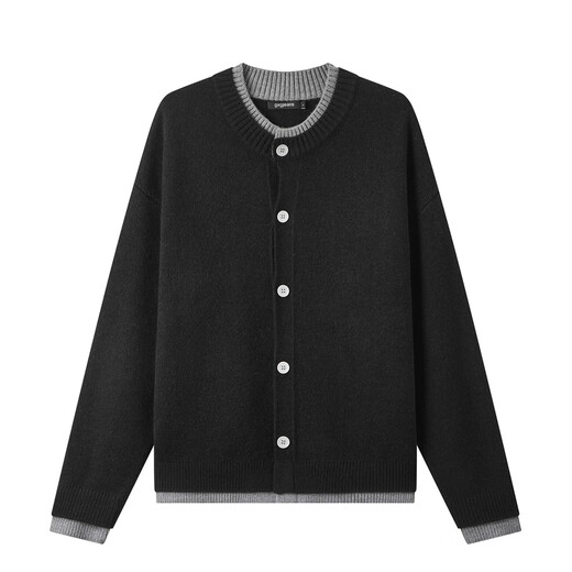 Gxg.jeans men's clothing, including wool fake two-piece loose cardigan sweater jacket for men, 25 autumn new arrival, black, pre-sale after November 22 M (170)