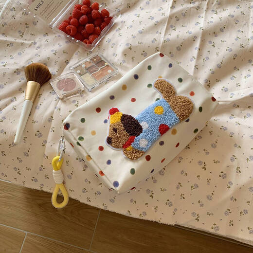 Cosmetic Bag Large Capacity Storage Cosmetic Bag Women's Portable New Skin Care Product Storage Travel Toiletries Bag Storage Bag Spotted Dog Storage Bag + Yellow Rope Pendant No Specifications
