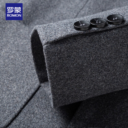 ROMON Woolen Suit Men's Autumn and Winter Business Casual Single Suit Coat Warm Jacket Men 2079 Black 4XL