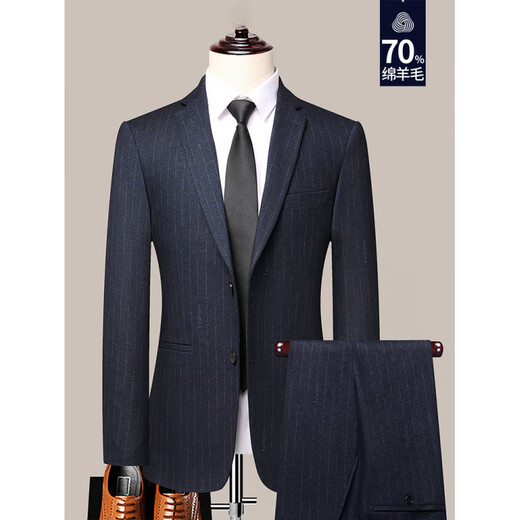 BOSS men's wool suit suit spring and autumn high-end business casual suit men's jacket striped two-piece set 3XL 190 suitable for 165-175Jin Jin equals 0.5 kg