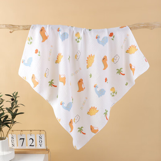 OEMG gauze cover quilt single anti-shock newborn double layer baby delivery room air-conditioned quilt wrap blanket artifact Dinosaur Paradise 100cm 100cm