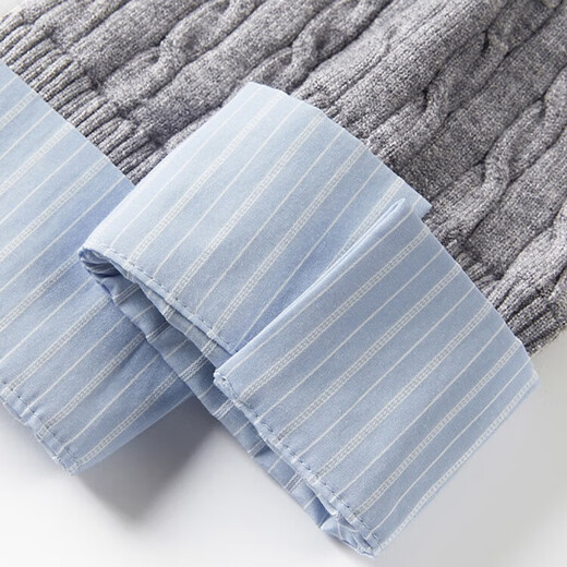 CHOCOOLATE it women's wool college style gray fake two-piece knitted cardigan for women 2025 autumn and winter spliced sweater jacket for women dark blue one size