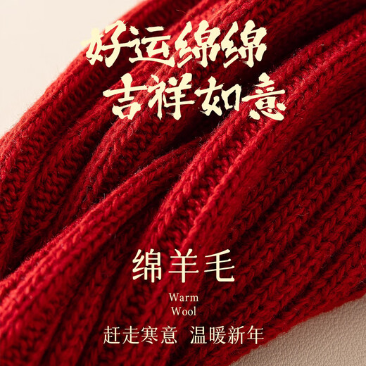 Catman red wool socks for hot girls y2k autumn and winter long calf sleeves Christmas Japanese life-year warm pile socks red 1 pair one size Ankara red New Year's wear