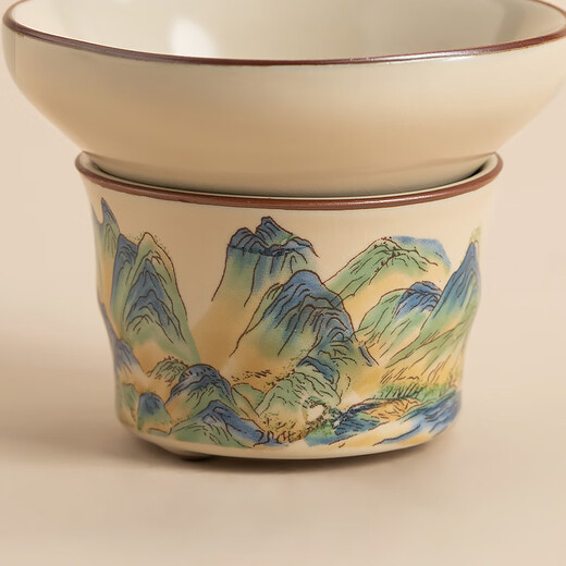 Zhengyang Ru Kiln tea leak tea artifact tea filter tea filter creative ceramic tea partition isolation tea filter tea set accessories Ru Kiln (Jinxiu Shanhe) tea leak set