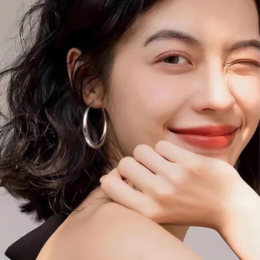 Idel earrings hoops 2025 new style earrings large hoop earrings plain hoops high-end no pierced plain hoops E4088 silver ear hoops 3cm