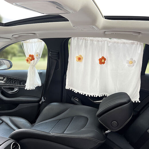 Litian suction cup car window sunshade cute baby baby child car window side window car rear window sun protection temperament rice flower - white hook single