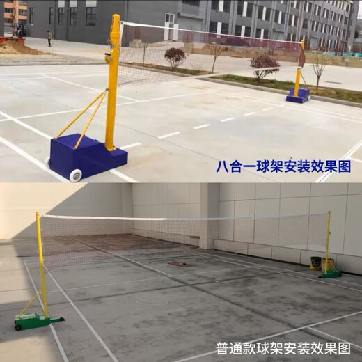 标准羽毛球网架学校室外便携式羽毛球网柱可移动式多功能气排球架 标准款 羽毛球网架+6.1米钢丝球网