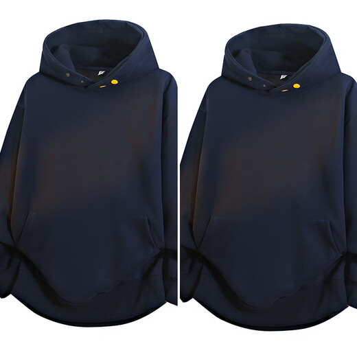 MiiOW American heavyweight hooded sweatshirt for men in spring and autumn trendy loose sports coat casual long-sleeved top old money style navy blue 2XL