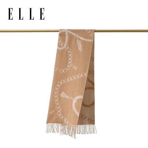 ELLE 100% sheep wool scarf for women autumn and winter fashion new warm jacquard dual-purpose scarf gift box New Year
