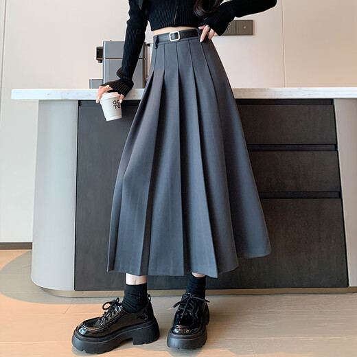 Langsha Woolen Pleated Skirt Women's Autumn and Winter 2025 New High Waist Drape Slimming Large Swing A Line Mid-Length Suit Skirt