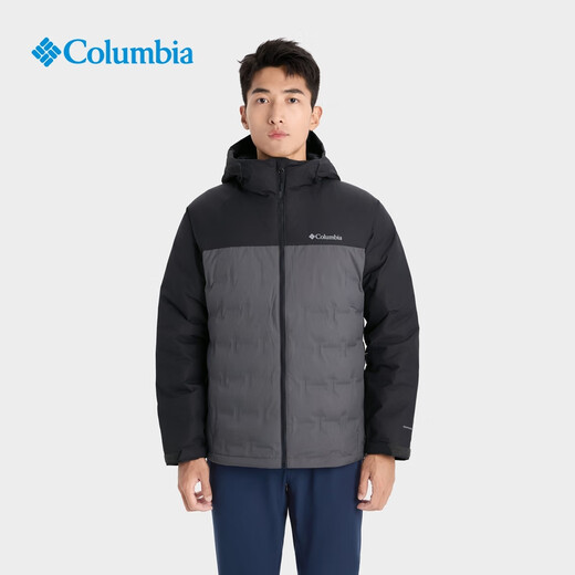 Columbia Outdoor 25th Autumn and Winter New Men's Seamless Hot Pressed Gold Dot Waterproof 650 Duck Down Jacket XE4190 023 City Gray and Shark Black XL (185/104A)