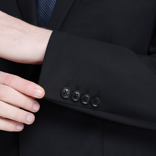 Langdeng men's suit autumn and winter wool two-piece suit business formal easy-care dress commuter suit for men dark blue 46 A_Contact customer service to purchase pants size